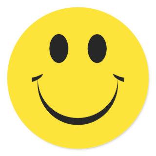 Yellow Personalized Happy Face Cute Classic Round  Classic Round Sticker