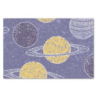 Yellow Planet Space Lover Blue Sky Astronomy Tissue Paper