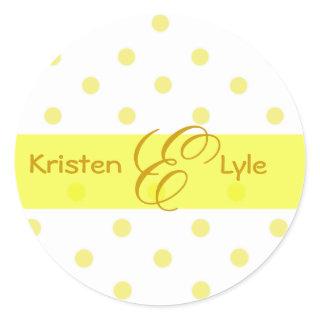 Yellow polka dots monogram stickers