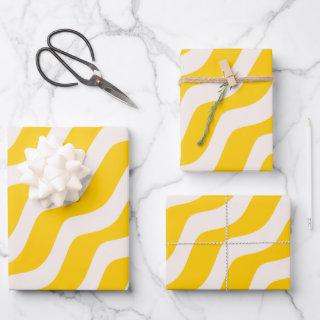 Yellow Psychedelic Stripes Retro Wavy Lines  Sheets