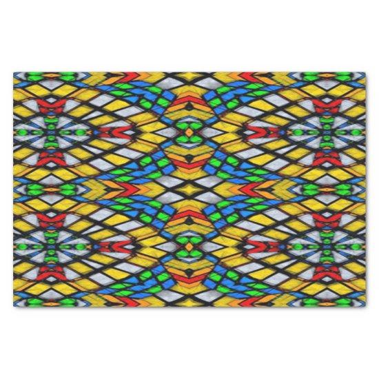 Yellow, Red and Blue Stain Glass  Tissue Paper