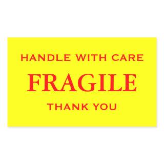 Yellow/Red Fragile. Handle with Care. Thank you. Rectangular Sticker