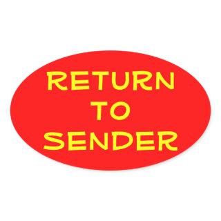 Yellow Return to Sender on Red Oval Sticker