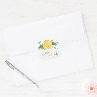 Yellow Rose of Texas Wedding Square Sticker