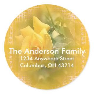 Yellow Rose with Design Return Address Stickers