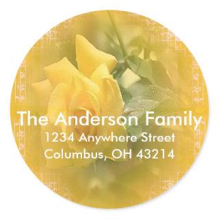 Yellow Rose with Design Return Address Stickers