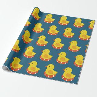 yellow rubber duck seamless pattern. Vintage illus