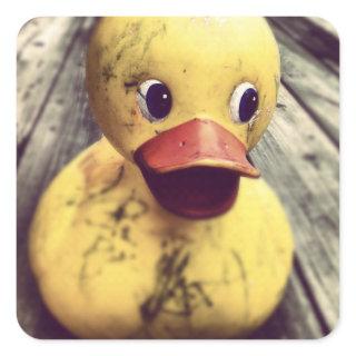 Yellow Rubber Ducky Needs a Bath! Square Sticker