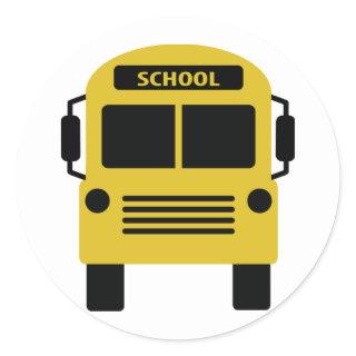 yellow school bus icon classic round sticker