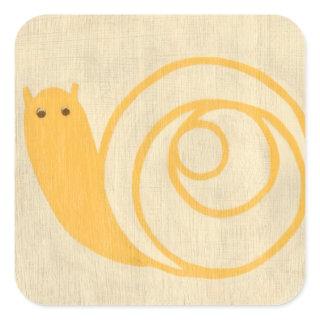 Yellow Snail on Cream Background Square Sticker