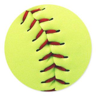 Yellow softball ball classic round sticker