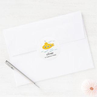 Yellow Submarine Kids Birthday Envelope Sticker