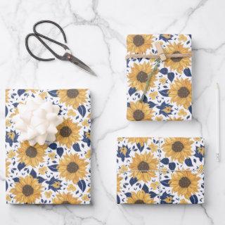 Yellow Sunflower with Blue Navy Leaves    Sheets
