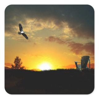 Yellow Sunset Grassy Meadow Stickers