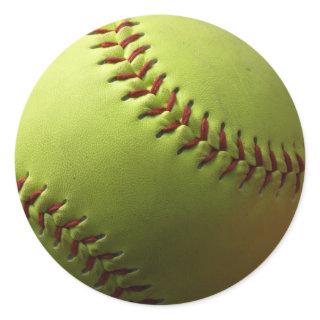 Yellow to Dark Softball Classic Round Sticker