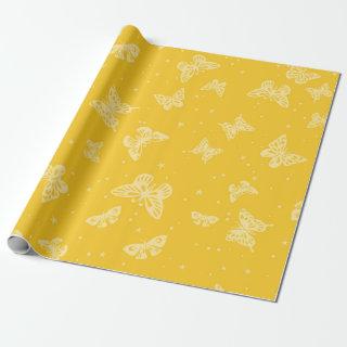 Yellow vintage butterfly motif pattern