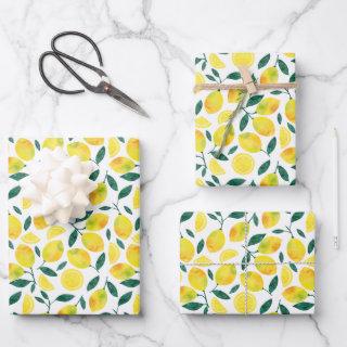 Yellow Watercolor Lemon Pattern  Sheets