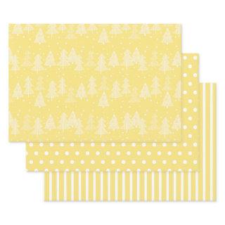 Yellow White Christmas Trees Polka Dots Stripe  Sheets