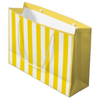 Yellow White Striped Modern Elegant Template Large Gift Bag