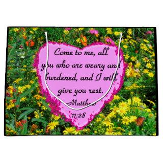 YELLOW WILDFLOWER MATTHEW 11:28 PHOTO DESIGN LARGE GIFT BAG