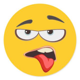 Yellow Yuck Emoji Classic Round Sticker