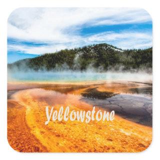 Yellowstone National Park Mountains Nature Animals Square Sticker
