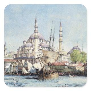 Yeni Jami and St. Sophia from the Golden Horn, pla Square Sticker