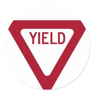 Yield Sign Classic Round Sticker