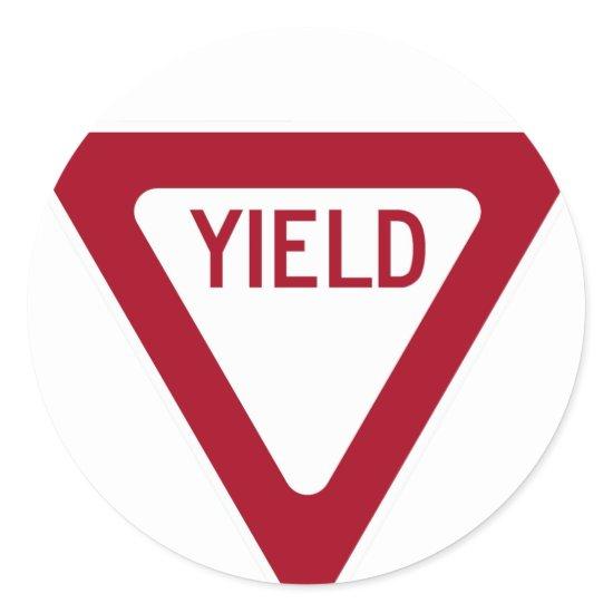 Yield Sign Classic Round Sticker
