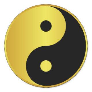 Yin and Yang symbol | Gold asian philosophy zen Classic Round Sticker