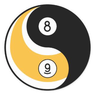 Yin Yang 8 Ball 9 Ball Symbol - Billiards Game Classic Round Sticker