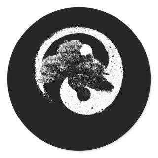 Yin Yang Bonsai Tree Buddhist Zen Japanese Classic Round Sticker