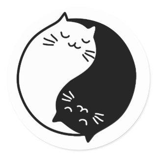 Yin Yang Cats Classic Round Sticker