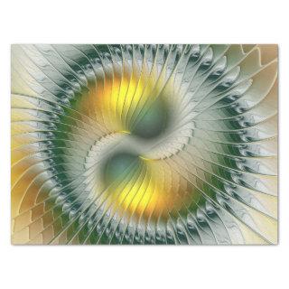 Yin Yang Green Yellow Abstract Colorful Fractal Tissue Paper