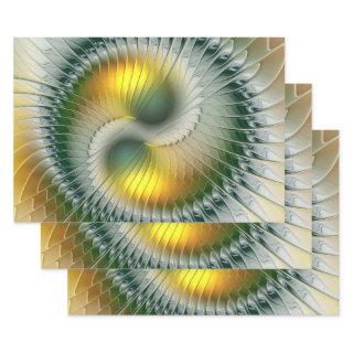 Yin Yang Green Yellow Abstract Colorful Fractal  Sheets