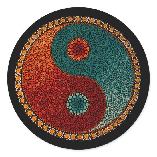 Yin Yang Hand Painted Mandala Classic Round Sticker