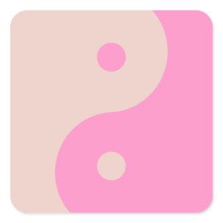 Yin Yang Print Peach And Pink Preppy Minimalistic Square Sticker