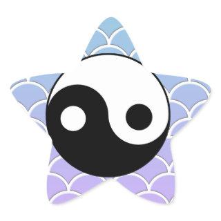 Yin Yang Symbol on Wave Background Star Sticker