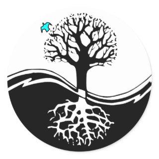 Yin Yang Tree Classic Round Sticker