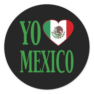 Yo Love Mexico (I love Mexico) with Flag Heart Classic Round Sticker