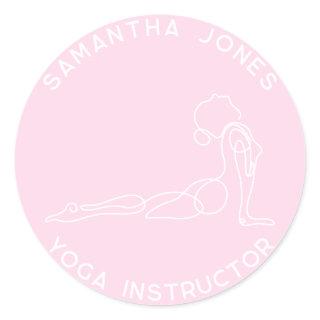 Yoga instructor yogi pose modern studio business classic round sticker