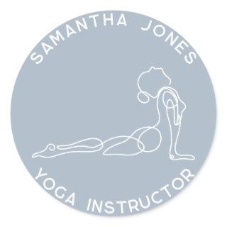 Yoga instructor yogi pose modern studio business classic round sticker