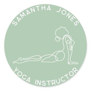 Yoga instructor yogi pose modern studio business classic round sticker