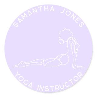 Yoga instructor yogi pose modern studio business classic round sticker