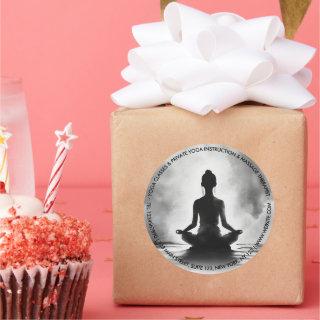 Yoga Meditation Instructor Lotus Pose Ink Painting Classic Round Sticker