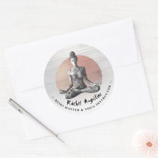 Yoga Meditation Instructor Reiki Master Lotus Pose Classic Round Sticker