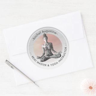 Yoga Meditation Instructor Reiki Master Lotus Pose Classic Round Sticker