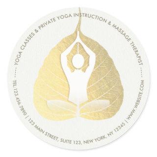Yoga Studio Instructor Meditation Pose Bodhi Leaf  Classic Round Sticker