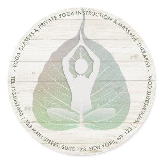 Yoga Studio Instructor Meditation Pose Bodhi Leaf Classic Round Sticker