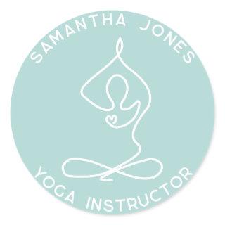 Yoga studio instructor yogi pose modern business classic round sticker
